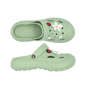 SANDÁLE CLOGS W GREEN/FLOWER