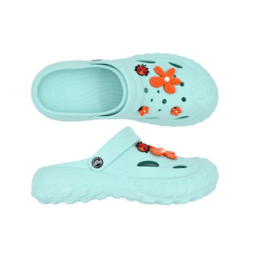 SANDÁLE CLOGS W LIGHT BLUE/FLOWER